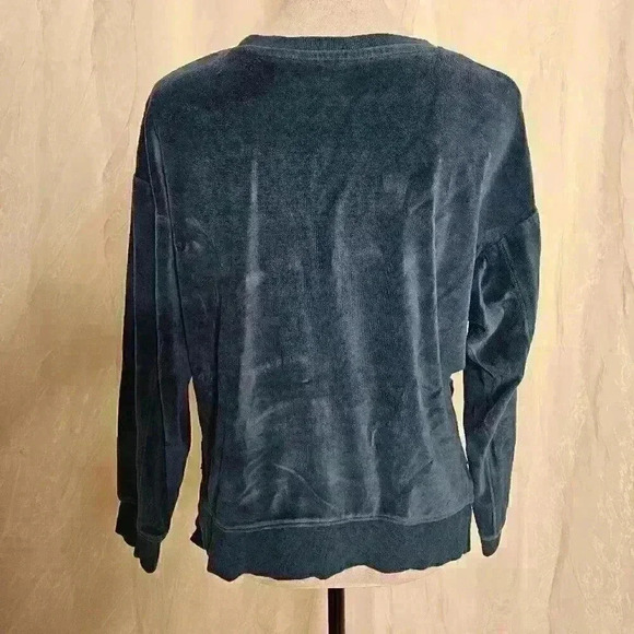 Turquoise Tie Side Velvet Sweate - Picture 5 of 5